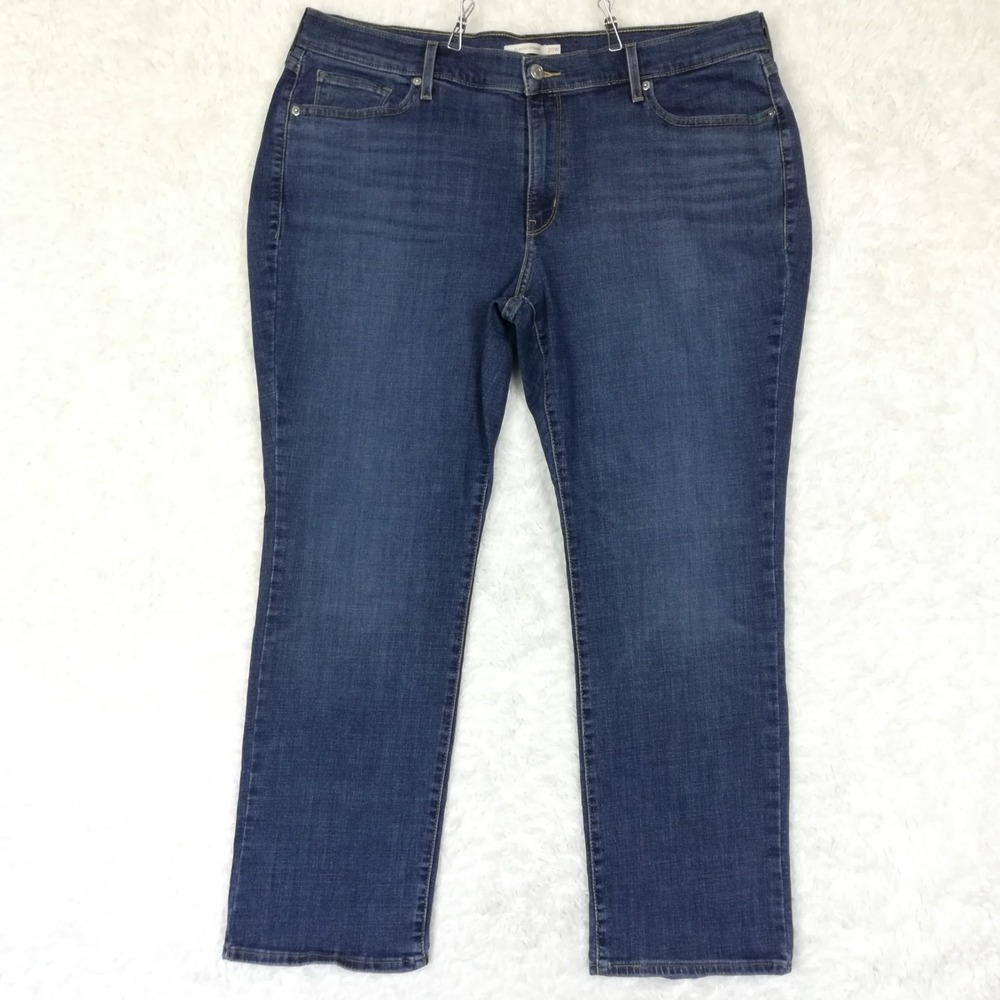 Levi's Womens Jeans Classic Straight Leg Blue Denim Dark Wash Stretch Plus 20W